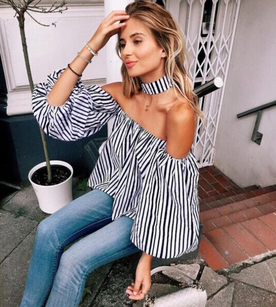 european style women striped blouse women's 2021 autumn stripes slash neck female lantern sleeve shirt collar blouses & shirts, White
european style women striped blouse women's 2021 autumn stripes slash neck female lantern sleeve shirt collar blouses & shirts, White