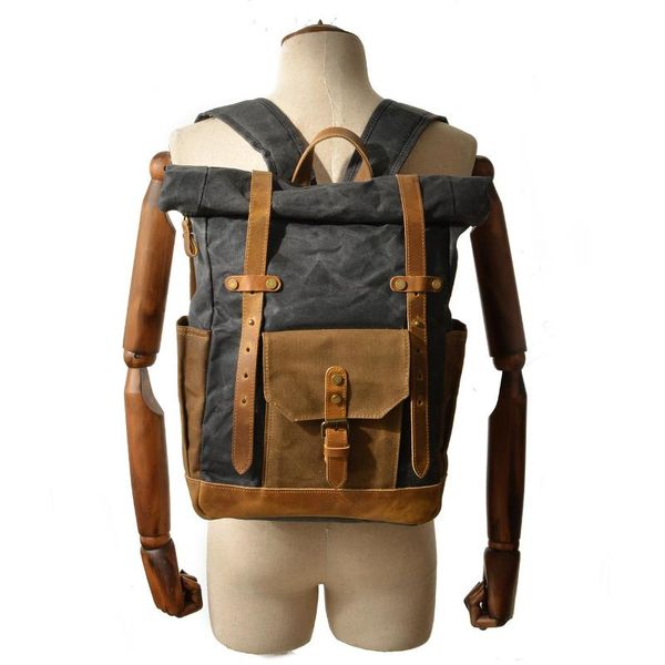 backpack 2021 men vintage military large capacity waterproof oil leather wexed canvas bags travel bag school rucksack
backpack 2021 men vintage military large capacity waterproof oil leather wexed canvas bags travel bag school rucksack