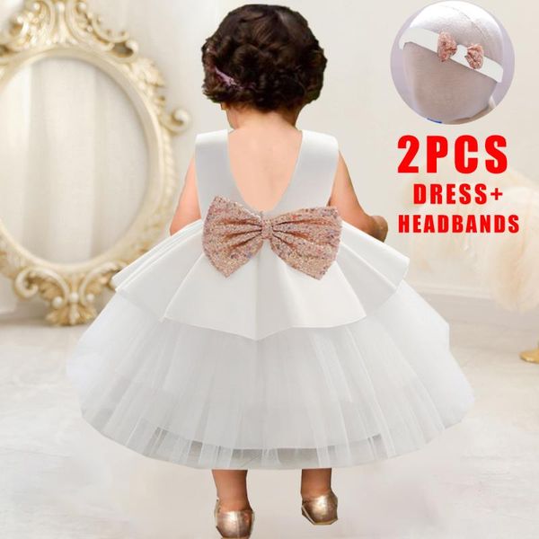 girl's dresses 2021 formal white sequin bow baptism 1 year birthday dress for baby girl clothing backless party princess with headband, Red;yellow
girl's dresses 2021 formal white sequin bow baptism 1 year birthday dress for baby girl clothing backless party princess with headband, Red;yellow