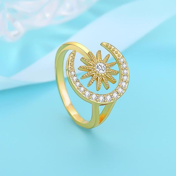 cluster rings 925 sterling silver fashion gold plated sun moon feather zircon ring opening women's jewelry gifts b021, Golden;silver
cluster rings 925 sterling silver fashion gold plated sun moon feather zircon ring opening women's jewelry gifts b021, Golden;silver