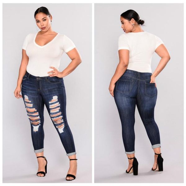women's skinny ripped jeans elastic cowboy lady hole pants plus size distressed blue denim for female 2xl-7xl a113
women's skinny ripped jeans elastic cowboy lady hole pants plus size distressed blue denim for female 2xl-7xl a113