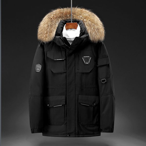 men winter 90% white duck down jacket men's -30 thick warm snow parka overcoat windbreaker fur hooded parkas coat, Black
men winter 90% white duck down jacket men's -30 thick warm snow parka overcoat windbreaker fur hooded parkas coat, Black