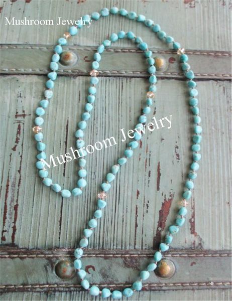 pendant necklaces long boho chic hand knotted turquoises nugget beads wrap necklace, Silver
pendant necklaces long boho chic hand knotted turquoises nugget beads wrap necklace, Silver