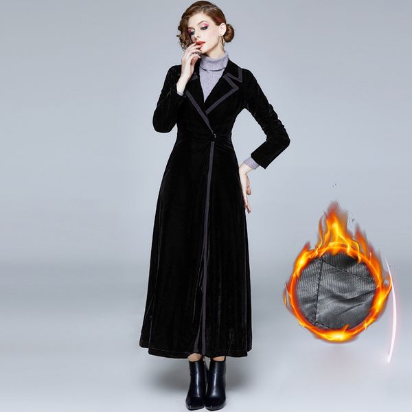 women's trench coats thick velvet long coat women autumn winter elegant fashion suit collar plus cotton liner warm slim overcoat c, Tan;black
women's trench coats thick velvet long coat women autumn winter elegant fashion suit collar plus cotton liner warm slim overcoat c, Tan;black