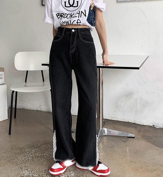 women's jeans ytx1940 split lace stitching pants 2021 summer fried street loose high waist black women, Blue
women's jeans ytx1940 split lace stitching pants 2021 summer fried street loose high waist black women, Blue