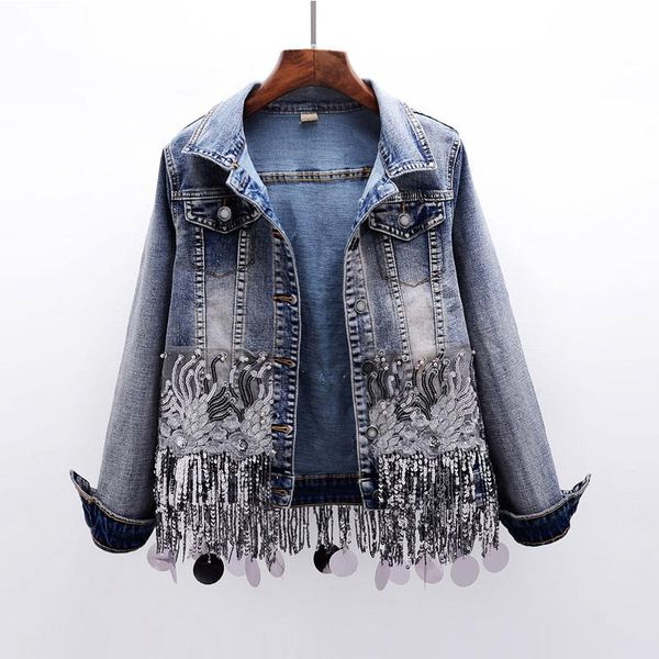 streetwear sequins beading tassel women denim jacket 2021 autumn embroidery outwear casual fashion cool girl coat jean jackets, Black;brown
streetwear sequins beading tassel women denim jacket 2021 autumn embroidery outwear casual fashion cool girl coat jean jackets, Black;brown