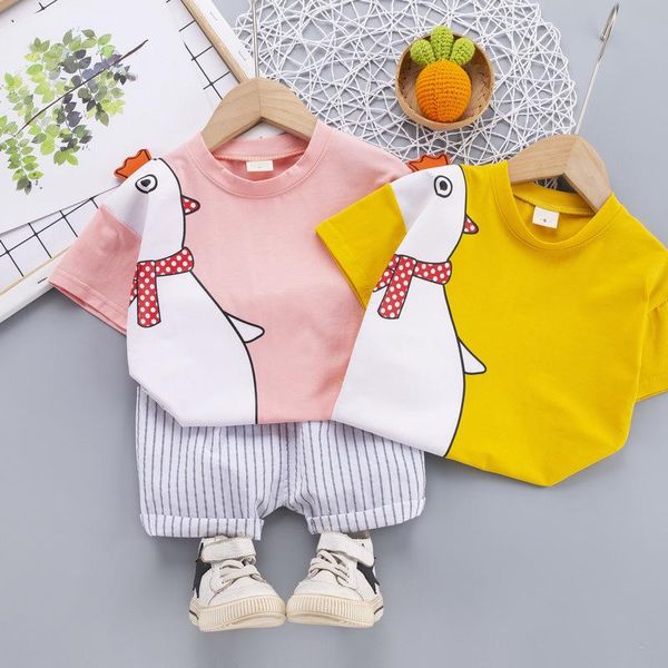 summer baby boys cotton short sleeve cartoon duck t-shirt + casual striped pants girls clothing sets children kids 2pcs suits, White
summer baby boys cotton short sleeve cartoon duck t-shirt + casual striped pants girls clothing sets children kids 2pcs suits, White