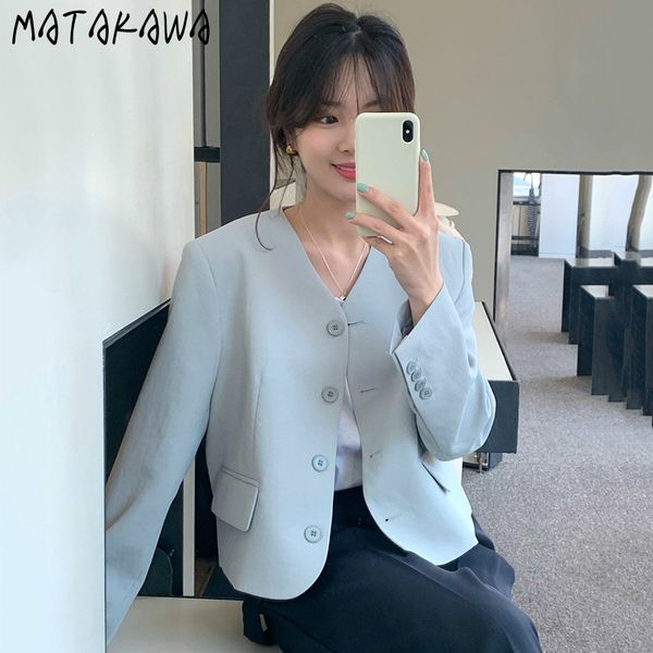 matakawa vintage v-neck coat korea chic single-breasted women blazers loose straight long-sleeved suit short blazer women 210513, White;black
matakawa vintage v-neck coat korea chic single-breasted women blazers loose straight long-sleeved suit short blazer women 210513, White;black