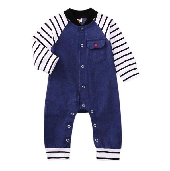 infant baby boys loose jumpsuit dark blue stripe pattern long sleeve round collar one-piece jeans patchwork rompers
infant baby boys loose jumpsuit dark blue stripe pattern long sleeve round collar one-piece jeans patchwork rompers
