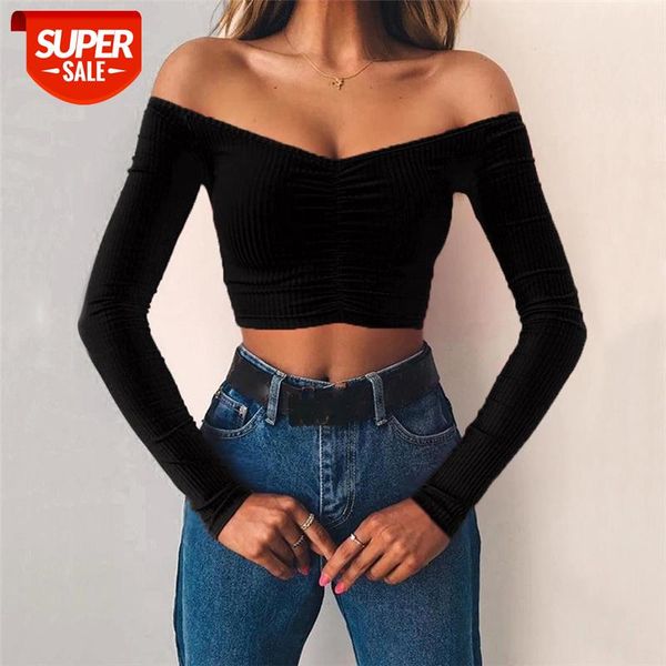 women t-shirts and club fashion female t-shirt long sleeve off shoulder solid color lady tshirt autumn basic tees #cv6a, White
women t-shirts and club fashion female t-shirt long sleeve off shoulder solid color lady tshirt autumn basic tees #cv6a, White