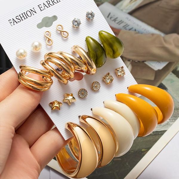 hoop & huggie bohemian acrylic drop earrings set for women fashion geometirc gold metal brincos 2021 trend female jewelry party, Golden;silver
hoop & huggie bohemian acrylic drop earrings set for women fashion geometirc gold metal brincos 2021 trend female jewelry party, Golden;silver