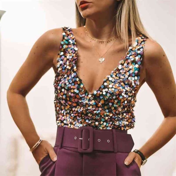puwd woman colorful sequined v neck camisole spring summer fashion ladies shiny club tank female chic blingbling vest 210522, White
puwd woman colorful sequined v neck camisole spring summer fashion ladies shiny club tank female chic blingbling vest 210522, White