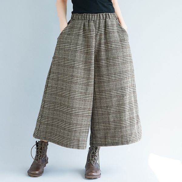 johnature wide leg loose plaid women pants elastic waist calf-length new casual office lady women pants 210319, Black;white
johnature wide leg loose plaid women pants elastic waist calf-length new casual office lady women pants 210319, Black;white