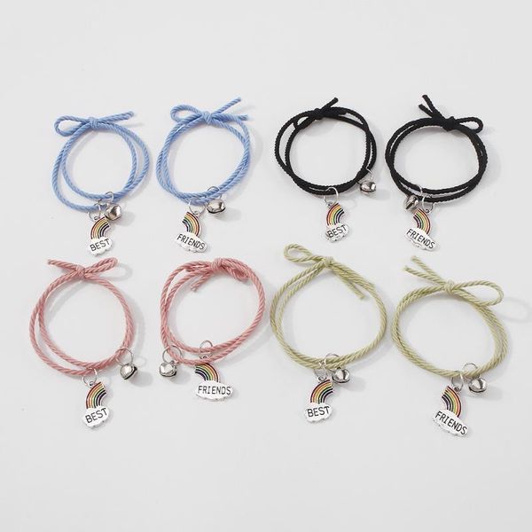 link, chain 2pcs/set cute rainbow bells friend bracelet adjustable friendship couple bracelets gift hand pulceira feminina, Black
link, chain 2pcs/set cute rainbow bells friend bracelet adjustable friendship couple bracelets gift hand pulceira feminina, Black
