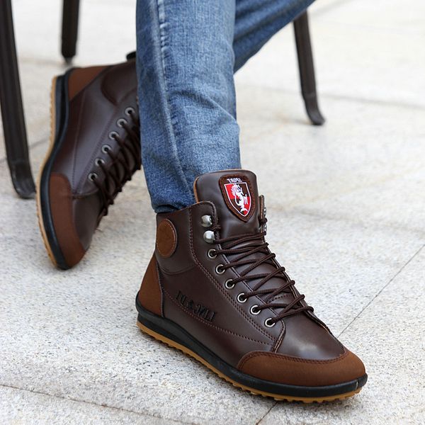 805 autumn and winter korean casual short boots english on high flat men's leather, Black
805 autumn and winter korean casual short boots english on high flat men's leather, Black
