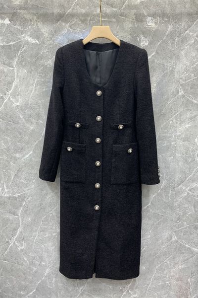 single-breasted pocket tweed overcoat womens clothes european and american autumn new french style temperament coat 9cc, Black
single-breasted pocket tweed overcoat womens clothes european and american autumn new french style temperament coat 9cc, Black