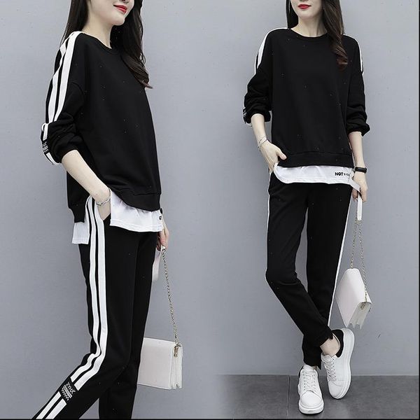 wanyucl autumn large size women tracksuits micro fat loose round neck striped fashion casual sports suit, Gray
wanyucl autumn large size women tracksuits micro fat loose round neck striped fashion casual sports suit, Gray