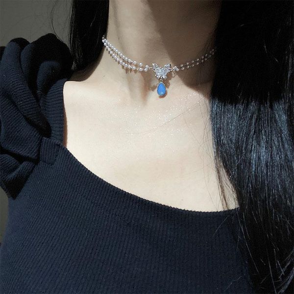chokers korean fashion jewelry imitation pearl water drop butterfly double layer necklace clavicle chain temperament design necklace., Golden;silver
chokers korean fashion jewelry imitation pearl water drop butterfly double layer necklace clavicle chain temperament design necklace., Golden;silver