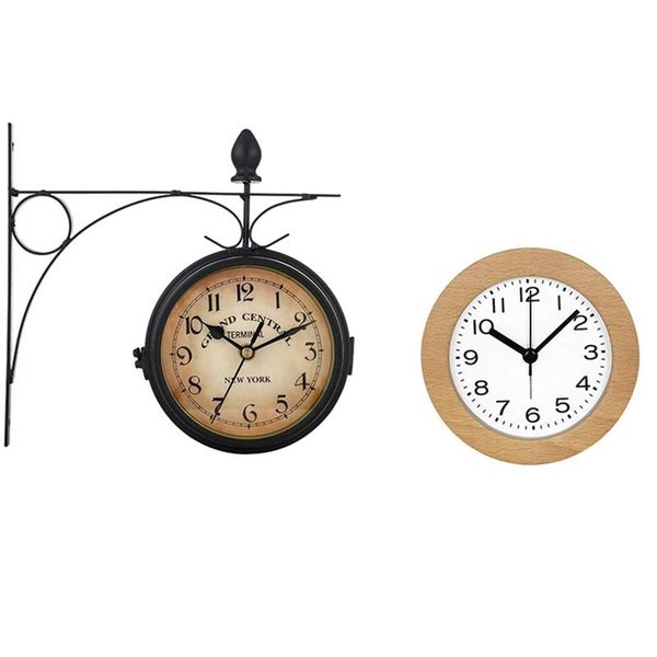 inch small retro analog wooden alarm clock & wall double-sided european antique style clocks
inch small retro analog wooden alarm clock & wall double-sided european antique style clocks