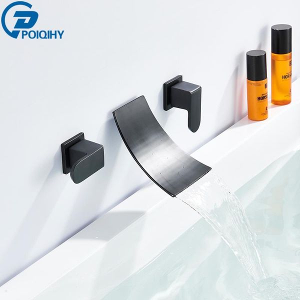Wall Mounted Basin Faucet Dual Handle Waterfall Bathtub Mixer Tap Widespread Brass Bathroom Sink Matte Black Faucets
Wall Mounted Basin Faucet Dual Handle Waterfall Bathtub Mixer Tap Widespread Brass Bathroom Sink Matte Black Faucets