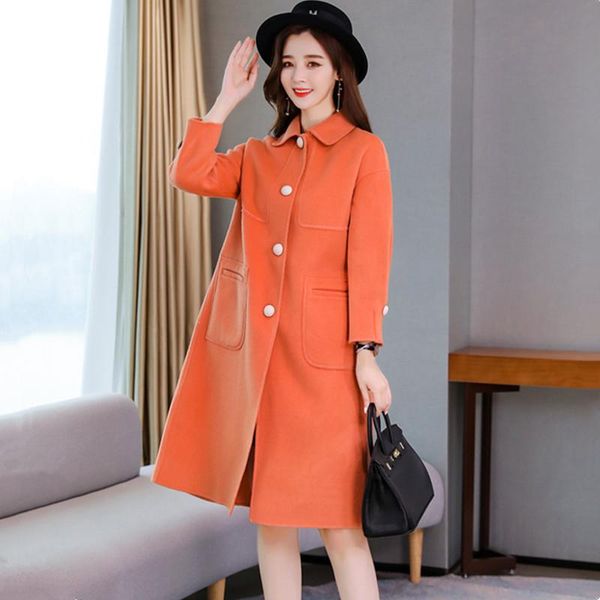 women's wool & blends autumn winter woolen coat women korean casual ladies long coats warm clothes femme 2021, Black
women's wool & blends autumn winter woolen coat women korean casual ladies long coats warm clothes femme 2021, Black
