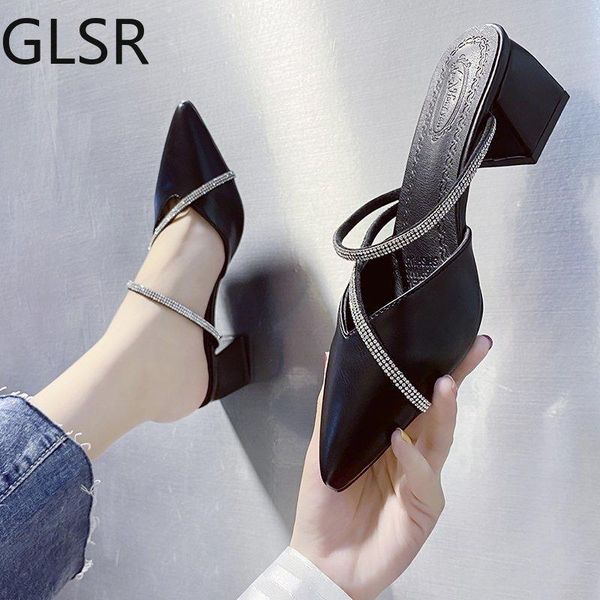 summer baotou sandals women's semi-high heeled all-match fairy pointed chunky heel high heels crystal fashion shoes, Black
summer baotou sandals women's semi-high heeled all-match fairy pointed chunky heel high heels crystal fashion shoes, Black