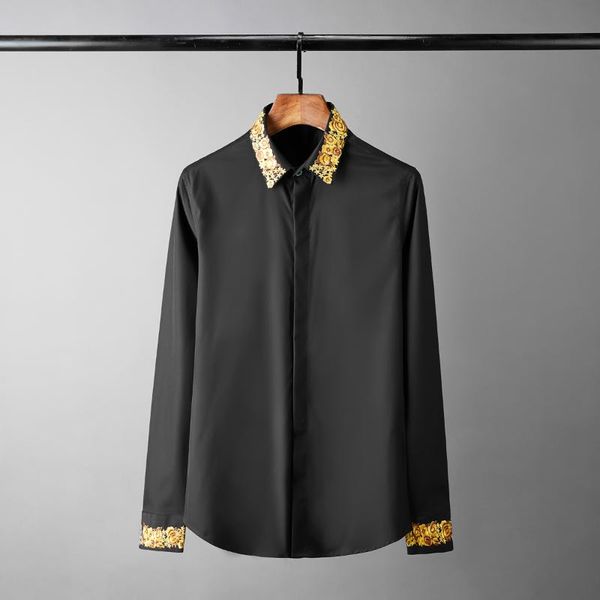 men's casual shirts 2021 solid color mens luxury royal flower long sleeve dress plus size 4xl slim fit party male, White;black
men's casual shirts 2021 solid color mens luxury royal flower long sleeve dress plus size 4xl slim fit party male, White;black