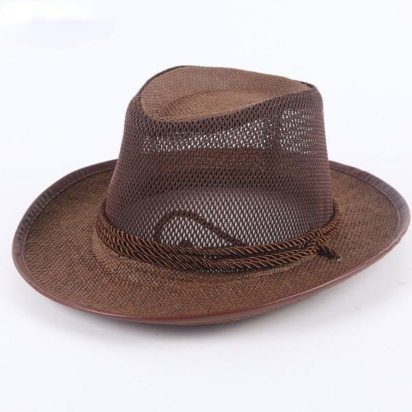 wide brim hats 2021 style breathable mesh men western cowboy hat outdoor straw summer seaside beach cap camping sun caps, Blue;gray
wide brim hats 2021 style breathable mesh men western cowboy hat outdoor straw summer seaside beach cap camping sun caps, Blue;gray