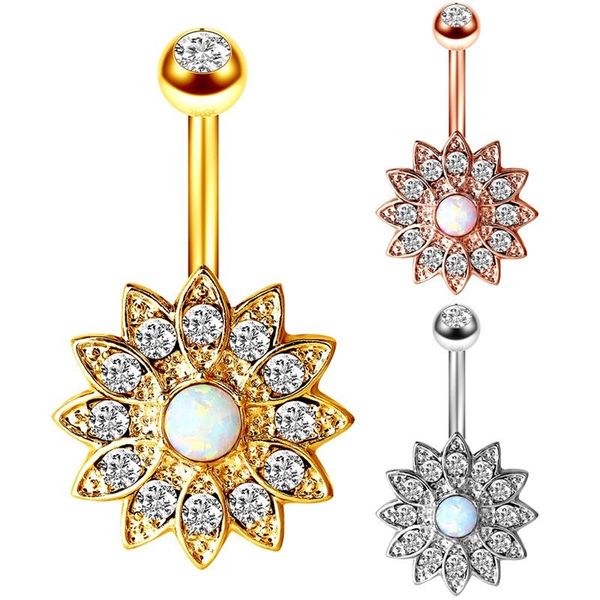 sun flower navel rings medical steel australian gem puncture jewelry umbilical nail diamond inlay dance belly ring accessories, Silver
sun flower navel rings medical steel australian gem puncture jewelry umbilical nail diamond inlay dance belly ring accessories, Silver