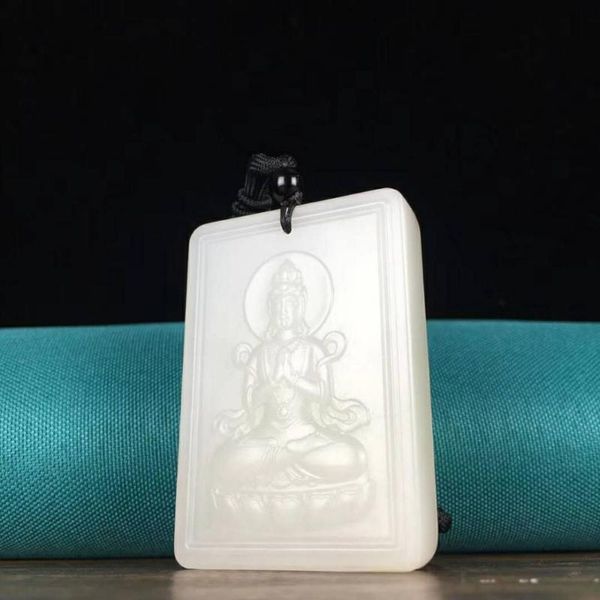 lockets j10#hetian jade white guanyin pendant, level, Silver 
lockets j10#hetian jade white guanyin pendant, level, Silver
