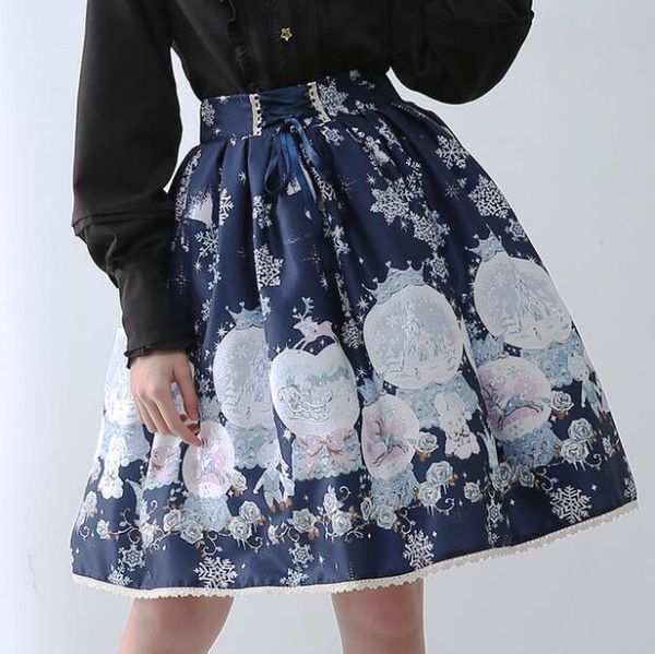 skirts snowflake print original design lolita sk skirt lace-up big cute color navy blue women's ball gown, Black
skirts snowflake print original design lolita sk skirt lace-up big cute color navy blue women's ball gown, Black