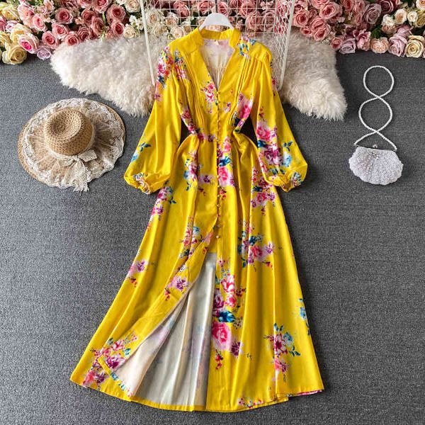 bohemian women floral printed long dress vintage lantern sleeve big swing vestidos female vacation beach 210426, Black;gray
bohemian women floral printed long dress vintage lantern sleeve big swing vestidos female vacation beach 210426, Black;gray