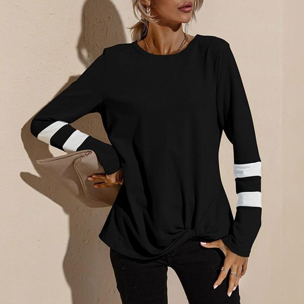 women's t-shirt fashion color striped knot spring autumn casual leader long sleeve head sweater, White
women's t-shirt fashion color striped knot spring autumn casual leader long sleeve head sweater, White