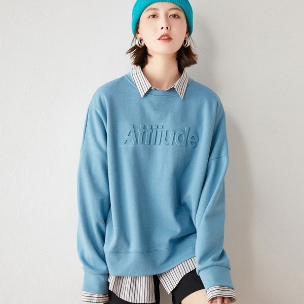 large concave convex three-dimensional letter 2021 new personalized loose round neck korean casual women's sweater, Black
large concave convex three-dimensional letter 2021 new personalized loose round neck korean casual women's sweater, Black