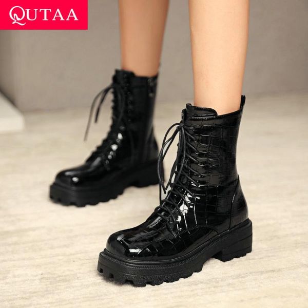 boots qutaa 2021 retro square toe keep warm ankle lace up zipper pu women shoes autumn winter heel short size 34-43, Black
boots qutaa 2021 retro square toe keep warm ankle lace up zipper pu women shoes autumn winter heel short size 34-43, Black