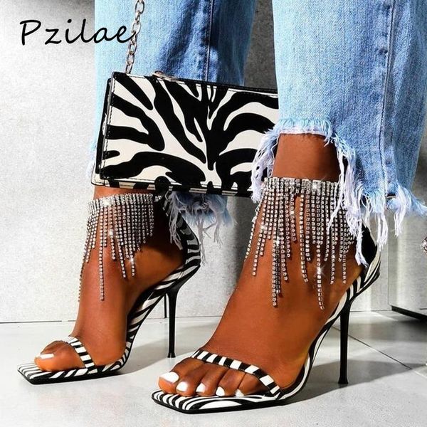 pzilae elegant rhinestone fringe pumps zebra pattern cover heel sandals women shoes square toe high summer party, Black
pzilae elegant rhinestone fringe pumps zebra pattern cover heel sandals women shoes square toe high summer party, Black