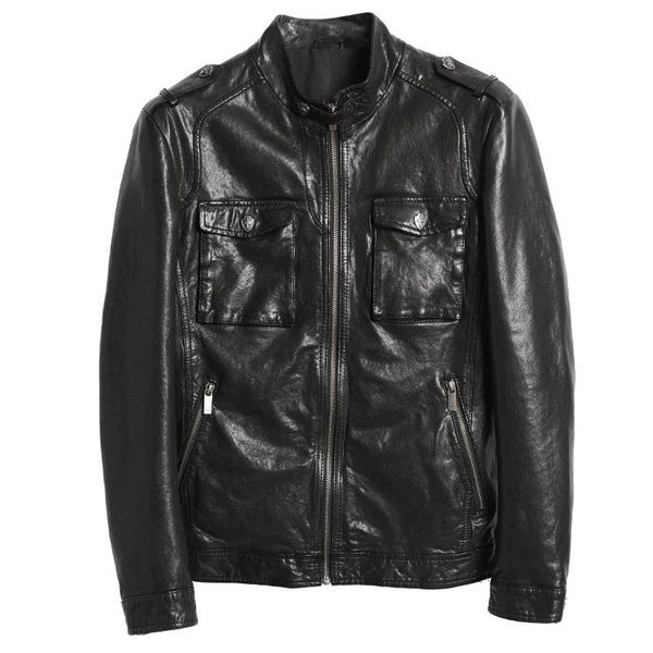 men's leather & faux genuine jacket men short sheepakin coat spring autumn vintage biker motorcycle slim fit 13011 kj4032, Black
men's leather & faux genuine jacket men short sheepakin coat spring autumn vintage biker motorcycle slim fit 13011 kj4032, Black
