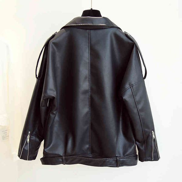 women's leather & faux women soft jacket motorcycle biker coat lapel zipper belt coats loose punk street outwear u6fm, Black
women's leather & faux women soft jacket motorcycle biker coat lapel zipper belt coats loose punk street outwear u6fm, Black