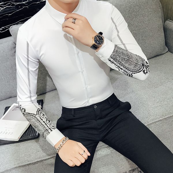 men's casual shirts preto/branco moda imprimir camisas de manga longa para roupas masculinas simples fino ajuste clube formatura negcio, White;black
men's casual shirts preto/branco moda imprimir camisas de manga longa para roupas masculinas simples fino ajuste clube formatura negcio, White;black
