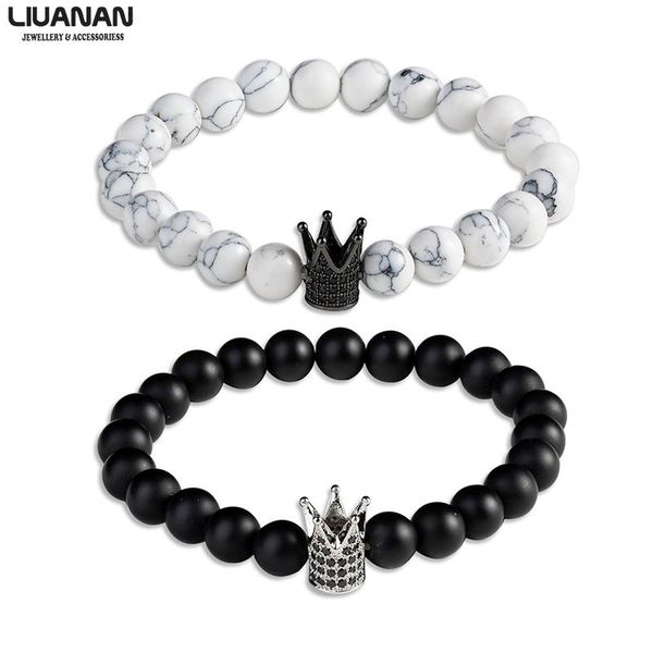 charm bracelets cz crown set for women mens lava howlite stone 8mm beads couple bracelet bangle gift fashion jewelry lovers, Golden;silver
charm bracelets cz crown set for women mens lava howlite stone 8mm beads couple bracelet bangle gift fashion jewelry lovers, Golden;silver