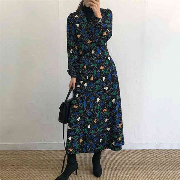 women spring autumn dress v-neck lace nipped waist folded korean japan style wear polka dot printed maxi vestidos c046 210506, Black;gray
women spring autumn dress v-neck lace nipped waist folded korean japan style wear polka dot printed maxi vestidos c046 210506, Black;gray