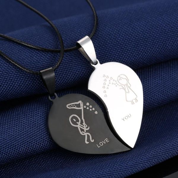 pendant necklaces couples jewelry broken heart black couple necklace stainless steel engrave love you pendants valentine's day, Silver
pendant necklaces couples jewelry broken heart black couple necklace stainless steel engrave love you pendants valentine's day, Silver