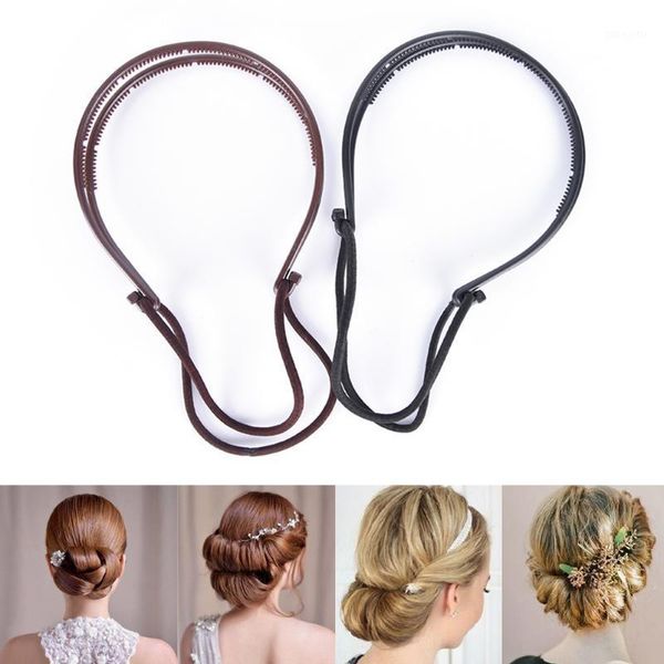 woman hair accessories magic curls bun double hairbands hoop braid black plastic headband maker1, Brown
woman hair accessories magic curls bun double hairbands hoop braid black plastic headband maker1, Brown