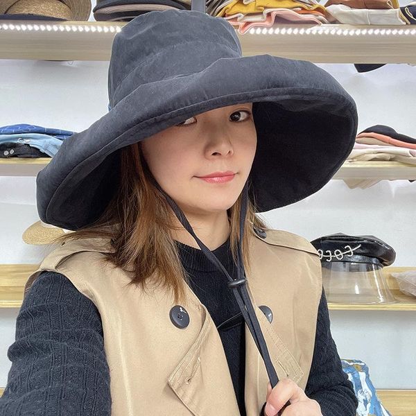 solid color hat female summer travel sun cut windproof big brim folding wide hats, Blue;gray
solid color hat female summer travel sun cut windproof big brim folding wide hats, Blue;gray