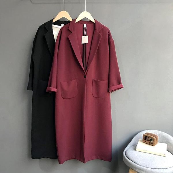 women's trench coats daily apparel female 2021 fashion casual long sleeve coat suit collar autumn dark red windbreaker for women, Tan;black
women's trench coats daily apparel female 2021 fashion casual long sleeve coat suit collar autumn dark red windbreaker for women, Tan;black