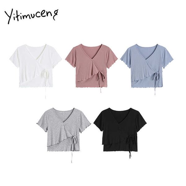 yitimuceng irregular t-shirts woman lace up short sleeve o-neck cotton solid harajuku summer korean fashion tshirts 210601, White
yitimuceng irregular t-shirts woman lace up short sleeve o-neck cotton solid harajuku summer korean fashion tshirts 210601, White