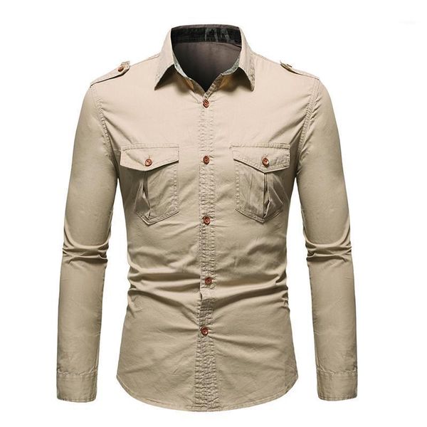 four seasons men denim shirt solid color tooling transportation cotton lapel long-sleeved for men's casual shirts, White;black
four seasons men denim shirt solid color tooling transportation cotton lapel long-sleeved for men's casual shirts, White;black