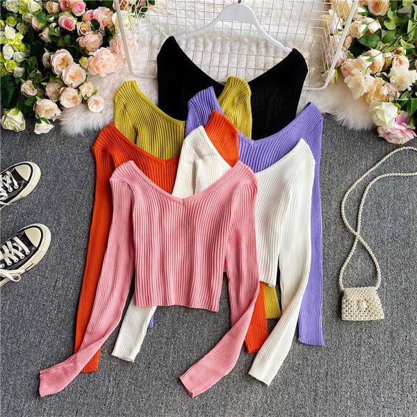 women's sweaters sweater solid v-neck long sleeve knit female 2021 autumn winter, White;black
women's sweaters sweater solid v-neck long sleeve knit female 2021 autumn winter, White;black