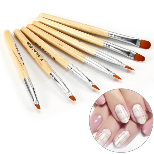 nail brushes 7pcs/set painting wooden brush art uv gel 3d manicure design draw paint pen non-corroding polish builder, Yellow 
nail brushes 7pcs/set painting wooden brush art uv gel 3d manicure design draw paint pen non-corroding polish builder, Yellow