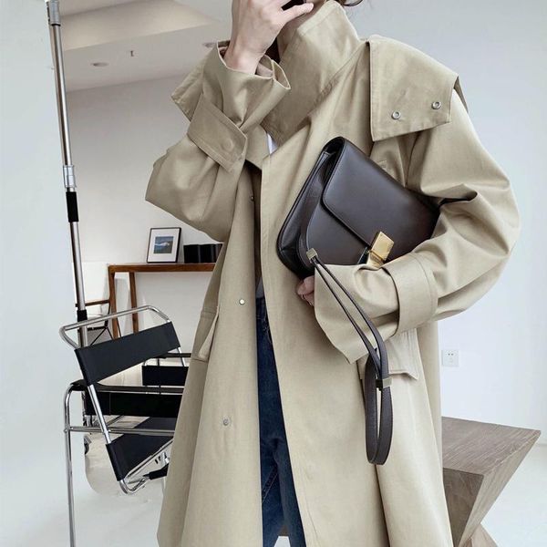 women's trench coats autumn and winter windbreaker casual solid color belt decoration, Tan;black
women's trench coats autumn and winter windbreaker casual solid color belt decoration, Tan;black